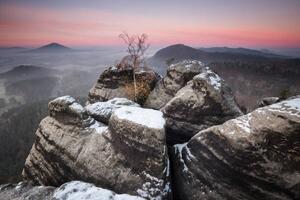Konstfotografering PINK MORNING,Scenic view of mountains against, Karel Stepan / 500px, (40 x 26.7 cm)