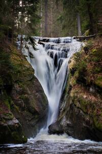 Fotografi Scenic view of waterfall in forest,Czech Republic, Adrian Murcha / 500px, (26.7 x 40 cm)