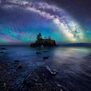 Konstfotografering Milky Way Over Hollow Rock, Matt Anderson Photography, (40 x 40 cm)