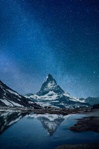 Konstfotografering Matterhorn - night, Viaframe, (26.7 x 40 cm)