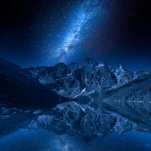 Fotografi Milky way and lake in the, Shaiith, (40 x 40 cm)