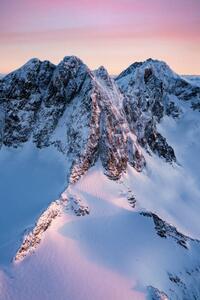 Konstfotografering Pink sunrise over snowcapped mountains, Italy, Roberto Moiola / Sysaworld, (26.7 x 40 cm)