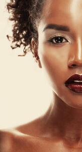 Fotografi attractive african american woman closeup portrait, Cheschhh, (22.5 x 40 cm)