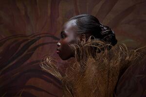 Konstfotografering Beauty Portrait of woman entwined in palm bark, Ralf Nau, (40 x 26.7 cm)