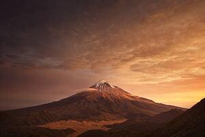 Fotografi Sunset over mountain, (40 x 26.7 cm)