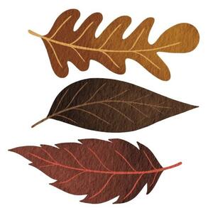 Fotografi Three brown fall leaves watercolor illustration, ToBeeLife, (40 x 40 cm)