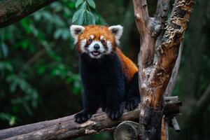 Fotografi Red Panda, close-up of a bear on a tree, Jackyenjoyphotography, (40 x 26.7 cm)