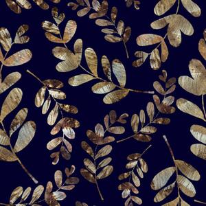 Illustration branches and leaves with golden texture, dnapslvsk