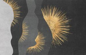 Illustration Abstract golden art. Rich texture. Modern, Luzhi Li, (40 x 26.7 cm)