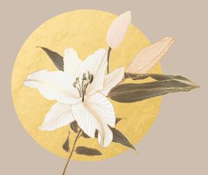 Illustration Lily flower pattern with golden metallic, Svetlana Moskaleva, (40 x 24.6 cm)