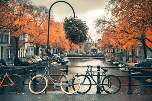 Fotografi View of canal in Amsterdam during Autumn Season, Umar Shariff Photography, (40 x 26.7 cm)