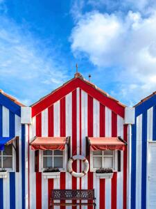 Konstfotografering Traditional colorful striped houses in Costa, Isabel Pavia, (30 x 40 cm)