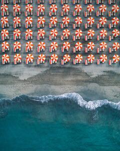Konstfotografering Aerial shot showing rows of beach, Abstract Aerial Art, (30 x 40 cm)