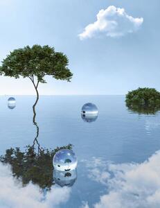 Illustration Unreal tree growing in water among, Tatiana Lavrova, (30 x 40 cm)