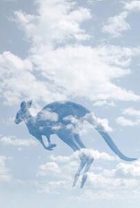 Illustration Double exposure of clouds and kangaroo., Grant Faint