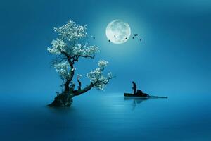 Illustration Moon shines beautifully on the dream, Muhammad Idrus Arsyad