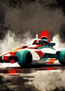 Illustration Formula 1 red grey, Justyna Jaszke, (30 x 40 cm)