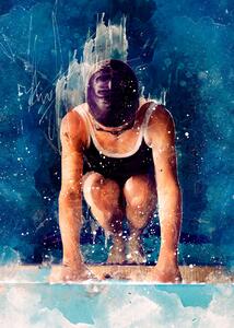 Illustration Swimmer Sport Art 1, Justyna Jaszke, (30 x 40 cm)