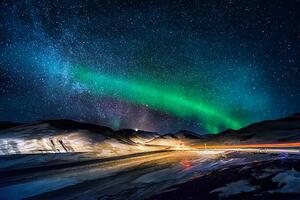 Konstfotografering Aurora Borealis, Iceland, Arctic-Images, (40 x 26.7 cm)