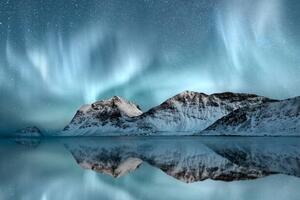Konstfotografering Northern Lights, Haukland, Nordland, Norway, arnaudbertrande, (40 x 26.7 cm)