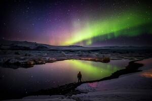 Konstfotografering Aurora Borealis or Northern lights in Iceland, Arctic-Images, (40 x 26.7 cm)