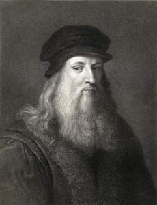 Fotografi Leonardo da Vinci engraving), English School,, (30 x 40 cm)