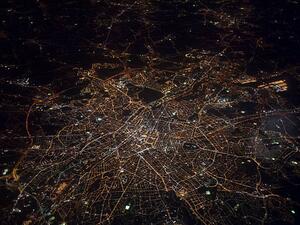 Fotografi Aerial view of Brussels at night, urbancow
