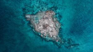 Fotografi Drone shot of a rocky island, Broome, Australia, Abstract Aerial Art, (40 x 22.5 cm)