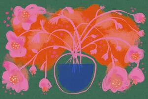 Illustration Pink Flower Bouquet, Treechild, (40 x 26.7 cm)