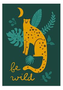 Illustration Leopards and tigers card. Wild animal., Nadezhda Kurbatova, (30 x 40 cm)