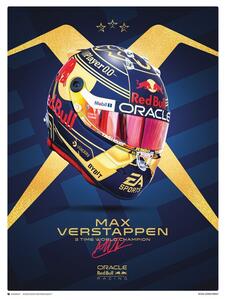 Konsttryck Max Verstappen - Helmet World Champion 2023, (30 x 40 cm)