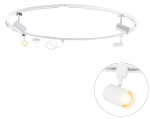 Modernt skensystem med 4 spotlights vitt 1-fas runt - Iconic Jeana