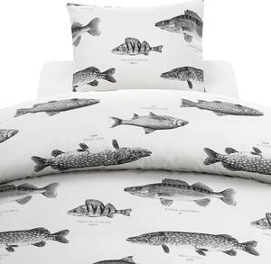 Fiske Vit Bäddset Enkeltäcke 150x210 Borganäs of Sweden