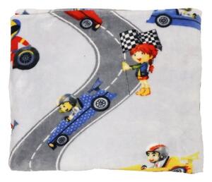 Rally Pläd Bilar Grå Barn 130x150 Nina Royal