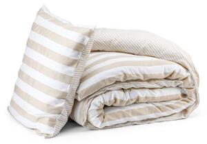Grebbestad Sand Randigt Satin Bäddset Enkeltäcke 150x210 Kosta Linnewäfveri