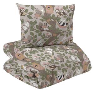 Skogsliv Söta Djur Beige Barn Bäddset Enkeltäcke 150x210 Redlunds