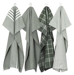 Kökshandduk Olivgrön/Vit 50x70 4-pack Classic Textile