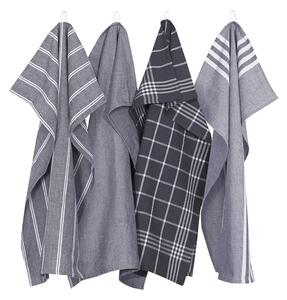 Kökshandduk Mörkgrå/Vit 50x70 4-pack Classic Textile