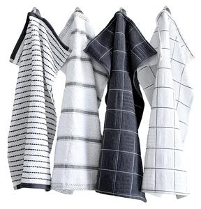 Visby Kökshandduk Vit/Grå Frotté 40x60 4-pack Classic Textile