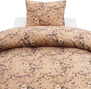 Joline Peach Aprikos Blommigt Microfiber Bäddset Enkeltäcke 150x210 Harmony