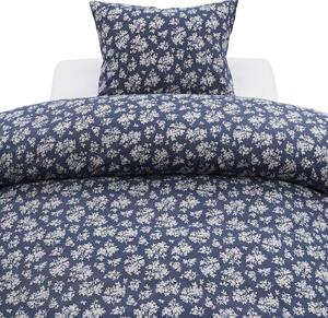 Milli Blå Blommigt Microfiber Bäddset Enkeltäcke 150x210 Harmony