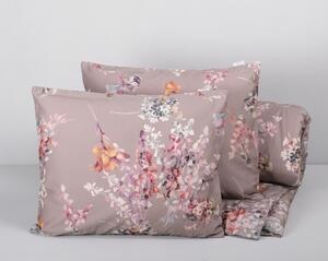 Flora Grå Satin Blommigt Bäddset Enkeltäcke 150x210 Värnamo of Sweden