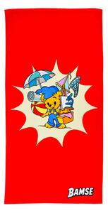 Bamse Stranden Röd Barn Badlakan 70x140 Swimpy by Tildas