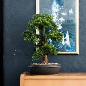 Emerald Konstväxt bonsaiträd fikus mini med brun bruka 43 cm