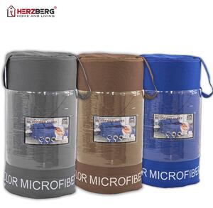 Herzberg HG-2020BCO: Tvåfärgat mikrofibertäcke - 200x200 cm Blå