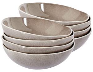 Set med 8 Djupa Tallrikar Grå Stengods Kaolin Handgjord Reaktiv Glasyr Finish Pastaskålar Kök Matsal Beliani