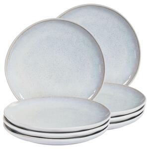 Set med 8 Assietter Ljusgrått Stengods Kaolin Handgjord Reaktiv Glasyr Finish Dessert Tallrik Kök Matsal Beliani