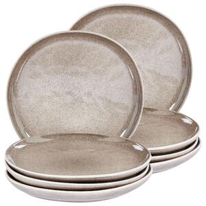 Set med 8 Assietter Grå Stengods Kaolin Handgjord Reaktiv Glasyr Finish Dessert Tallrik Kök Matsal Beliani