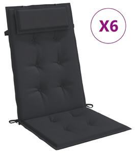 Stolsdynor för stolar med hög rygg 6 st svart oxfordtyg