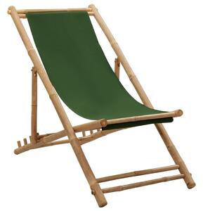Solstol bambu och kanvas grön
